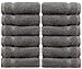 White Classic Light Grey Luxury Cotton Washcloths 12 Pc Set - Large 13x13 Inches Hotel Style Face Towel, High Absorbent Quick Dry Wash Cloths for Home, Spa, Gym, Light Grey, 12 Pack