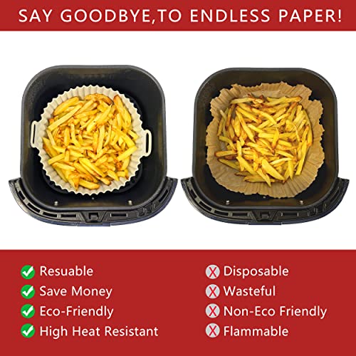 2Pack Food Safe 8 inch Air Fryer Silicone Pots, Easy to Clean Round