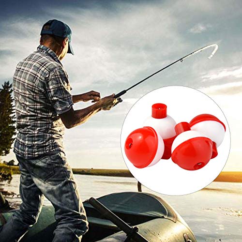 Bskifnn 50 Stück runde Angel-Bobber 2,5 cm/3,2 cm/3,8 cm/4,4 cm/5,1 cm Schwimmer-Bobber Druckknopf – Rot und Weiß ABS… – Bild 8
