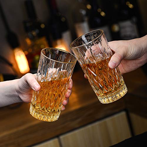 Amisglass Whisky Gläser 4er Set, Bleifrei Kristallgläser als Wassergläser & Longdrinkgläser, Gin Gläser Set 350ml… – Bild 7