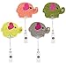 Ascrafter Cute Elephant Retractable Badge Holder Clip,Id Name Card Badge Reel Clip On ID Card Holders, 4 Pack
