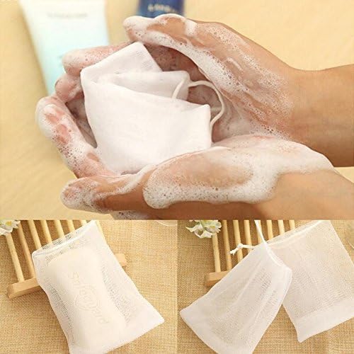 AHA 5 pcs/lot white Soap Saver Net Bag for Shower Double Layer Soap Net Foaming Mesh Net Bag sold by AHA WINWIN LLC