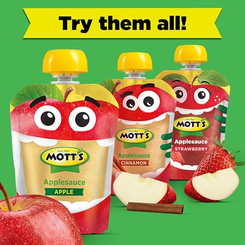 MOTT’S ORIGINAL APPLESAUCE, 3.2 OZ CLEAR POUCHES, 12 COUNT