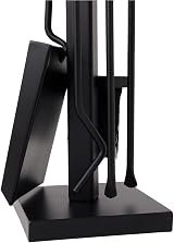 CHARLES BENTLEY Fireside Companion Set Coco Brush Black Matte Iron Tool Stand view 6