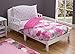 Toddler Bedding Set | Girls 4 Piece Collection | Fitted Sheet, Flat Top Sheet w/ Elastic bottom, Fitted Comforter w/ Elastic bottom, Pillowcase | Delta Children | Pink Clouds | Hot Pink Grey