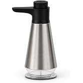 Dish Soap Dispenser for Kitchen,304 Stainless Steel Hand Soap Dispenser with Adjustable Output,Refillable Soap Pump with Clear Refill Base, Leak Resistant, Rust Resistant, Non-Slip