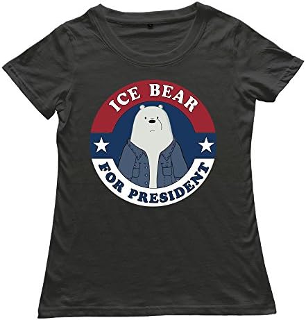 Jocima Women's We Bare Bears Ice Bear For President T Shirts Black