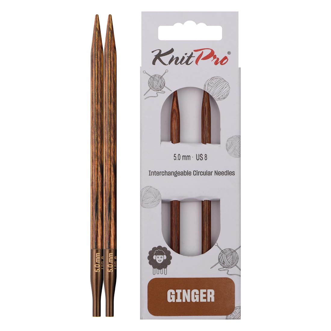 KnitPro Ginger Interchangeable Circular Needles 4" (10cm) | 5.00mm