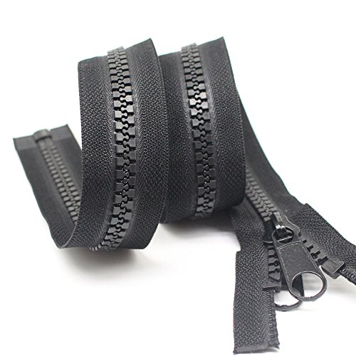 YaHoGa 2PCS 10 24 Inch Separating Large Plastic Zippers Black with