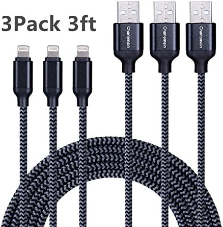 LSXD Lightning Cable, Nylon Braided Charger and Data Sync Lightning to USB Charging Cable for iPhone X/ 8/8 Plus/7/7 Plus /6S /6S Plus /Se /5S /5,iPad -3 Piece