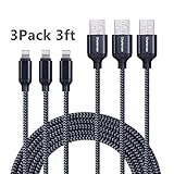 LSXD Lightning Cable, Nylon Braided Charger and Data Sync Lightning to USB Charging Cable for iPhone X/ 8/8 Plus/7/7 Plus /6S /6S Plus /Se /5S /5,iPad -3 Piece