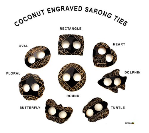 1 WORLD SARONGS COCONUT ENGRAVED SARONG TIES