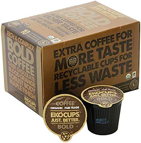 EKOCUPS Artisan Organic Bold Coffee, Dark roast, in Recyclable Single Serve Cups for Keurig K-cup Brewers, 40 count (Limited Edition)