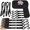 Buy Ratchet Tie Down Straps With Safety Clip 4-Pack 1.5" X 15' And 4 Soft Loops, 1100 Lbs Load Cap 3300 Lbs Breaking Limit Ohuhu Ratchet Tie Downs Logistic Cargo Straps For Moving Appliances Motorcycle - View #3