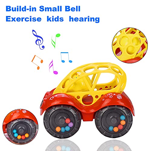 Invech Baby Toy Cars for 1 Year Old, 2 Pack Soft Oball Rattle Baby Toys