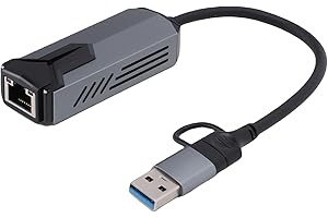 Pomya 5G USB 3.0 Ethernet Adapter, 5000Mbps High Speed Network Speed 2 in 1 USB A Type C to RJ45 LAN Adapter for PC Laptop, P