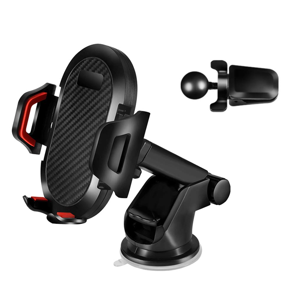 LEYMING Car Phone Holder, 3 in 1 Car Phone Mount, Phone Holder for Car Dashboard Windshield Air Vent 360°Rotation Long Arm Strong Suction for iPhone/Samsung/Huawei All Smartphones