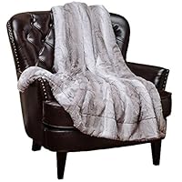 Chanasya Super Soft Fuzzy Fur Elegant Throw Blanket | Faux Fur Falling Leaf Pattern Fluffy Plush Sherpa Cozy Warm Grey Microfiber Blanket for Bed Couch Living Bed Room - Grey and White - 60"x70"