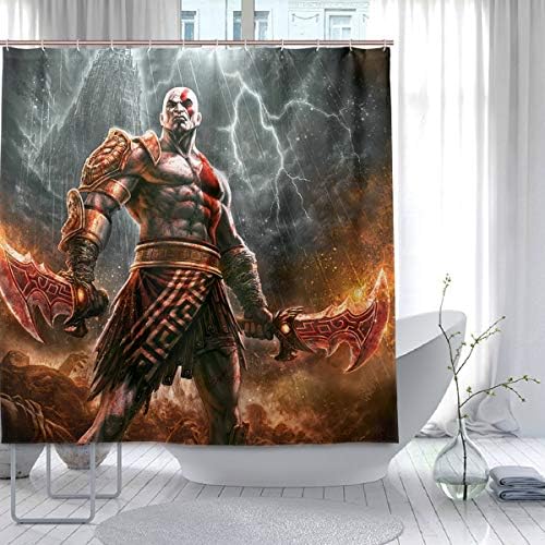GAOHAT Kartos Shower Curtain Action Adventure Game Fabric Bathroom Decor Set with Hooks, 72W X 72L Inches