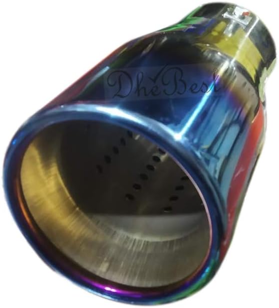 Dhe Best TP-06 Car Exhaust Silencer Muffler Tip premeium Quality Chrome Round Pipe Latest Desighn Half Burnt Blue Silencer Tip - for Maruti 800
