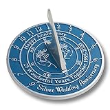 The Metal Foundry 25th Silver 2020 Wedding Anniversary Sundial Gift. Solid Recycled Metal Gift Idea is A Great Present for Him, Her, Parents, Grandparents Or Couple On 25 Years of Marriage
