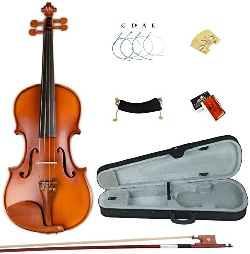 Esound 1/8 ML0014B Solid Wood Matte Violin with Hard Case, Shoulder Rest, Bow, Rosin and Extra Strings