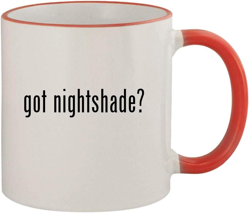 got nightshade? - 11oz Ceramic Colored Rim & Handle Coffee Mug, Red