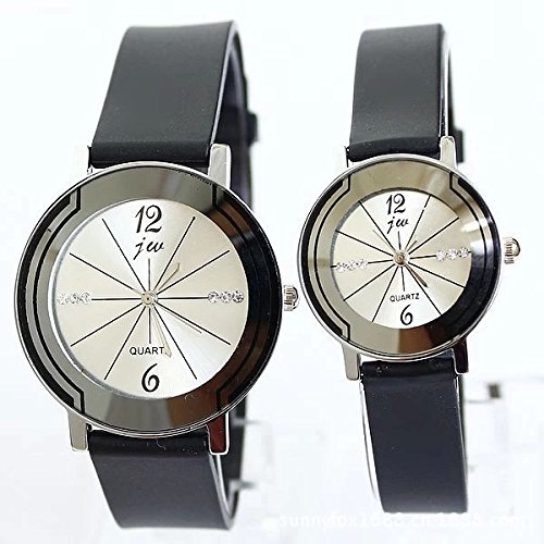 Couple Watches with Crystal Decor Quartz Wristwatches for Lovers Pair in Package (Round/White) Couple Watches with Crystal Decor Quartz Wristwatches for Lovers Pair in Package (Round/White)