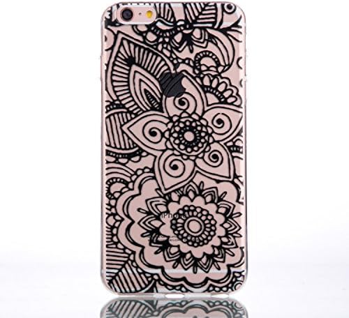 iPhone 6S Plus Case, Weline Clear Design Black Flower Pattern Premium Shockproof Skin Ultra Slim Hybrid Armor Shell Silicone TPU Soft Cover for Apple iPhone 6S Plus / 6 Plus - King Spent