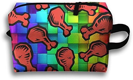 Ztrb Chicken Leg Pattren Portable Make-Up Zipper Pouch Beauty Cosmetic Bag Carry Case Brush Organizer Toiletry Hanging Storage Bag Sewing Kit Medicine Bag