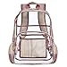 Clear Backpack for Women and Men Fit 15.6 inch Laptop See Through College School Bag for Student Cute Bookbag for Kids Girls Boys Transparent PVC Knapsack Daypack for Travel Work Gym Hiking,Rose Gold