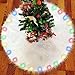 BIGOU Christmas Tree Skirt with LED Light, 30 Inch 2 Modes Snow White Luxury Faux Fur Tree Skirts Base Cover Floor Mat Christmas Lighting Decorations for Xmas Party Holiday Home Garden