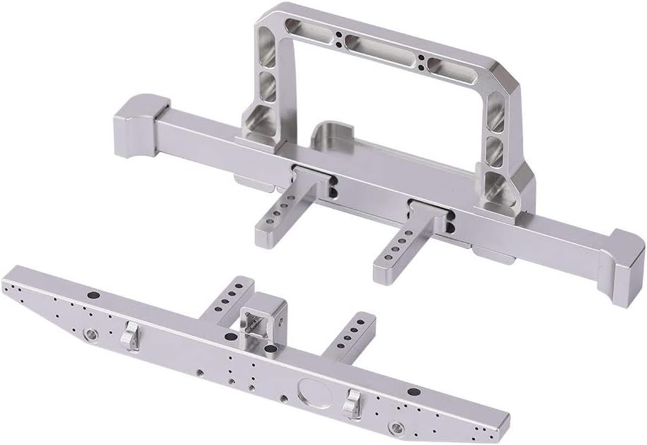 RZXYL 1/10 Rc Bumper Mount Kit Crawler Anti-Collision Aluminium Alloy Rear&Front Bumpe for Traxxax TRX-4 Accessories (Silver)