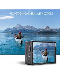 Dragon Touch - Cámara de acción 4K EIS (16 MP, visión 4, compatible con micrófono externo, cámara de control remoto, WiFi, cámara deportiva con 2 baterías y kit de accesorios de montaje)