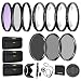 55mm Precision 10-PC Filter Kit Accessory Bundle - Includes UV, CPL, FLD, ND2, ND4, ND8 and 4 Macro Close-up Filters, Lens Hood, Cap, Cases and More