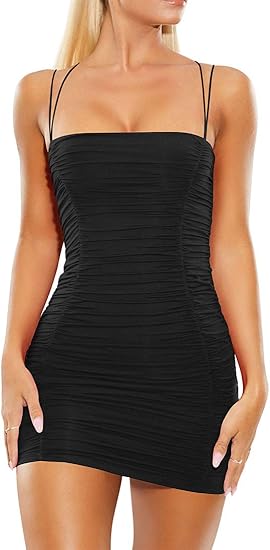black dress bodycon spaghetti strap