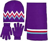 Girl's 3 Piece Knit Hat, Scarf & Gloves Set