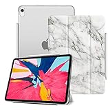 Fintie Case for iPad Pro 11" 2018 [Supports 2nd Gen Pencil Charging Mode] - Lightweight SlimShell Cover with Translucent Frosted Back Protector, Auto Wake/Sleep for iPad Pro 11 2018, Marble White