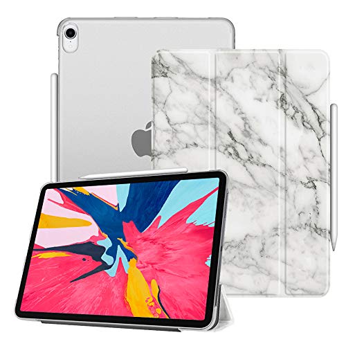 Fintie Case for iPad Pro 11" 2018 [Supports 2nd Gen Pencil Charging Mode] - Lightweight SlimShell Cover with Translucent Frosted Back Protector, Auto Wake/Sleep for iPad Pro 11 2018, Marble White