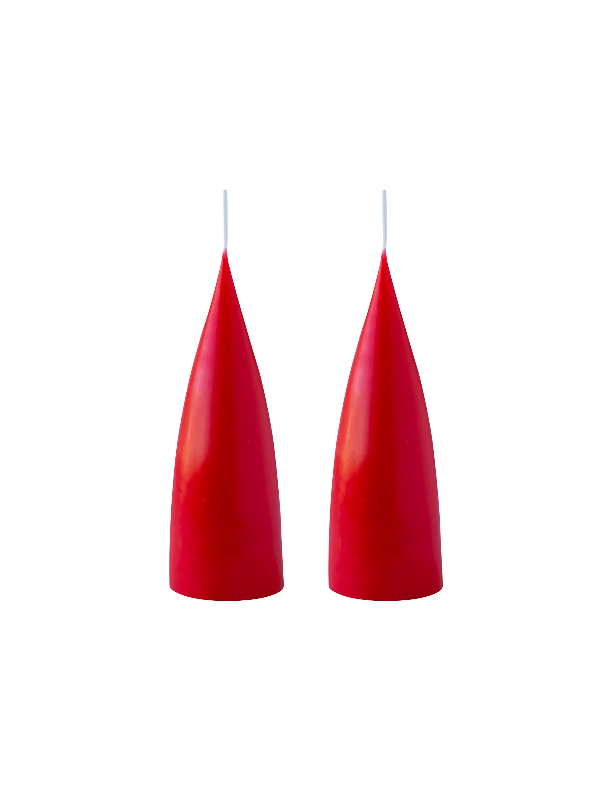 Kunstindustrien® Cone Shaped Candles, Made in Denmark, 43 colours available, Dripless & Smokeless Pillar Candles, Candles long burning 15 hours, Unscented Candle gift set, 2pcs. 6.5 x 16cm (X-Mas Red) — image 1