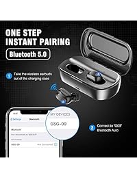 Auriculares inalámbricos GUSGU Bluetooth 5.0 True Wireless Earbuds con funda de carga, 120H tiempo de reproducción, cancelación de ruido auriculares 3D estéreo sonido con micrófono dual, en auriculares inalámbricos para correr (2200 mAh)