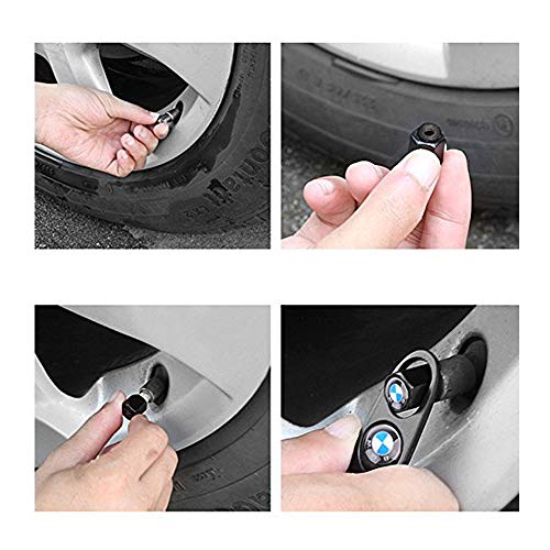 choolo Tire Air Valve Caps Stem Cover Universal Fits All Cars Trucks SUV Bike & Bicycle Motorcycle & Car Tire Valve Stem Caps for BMW(Black)