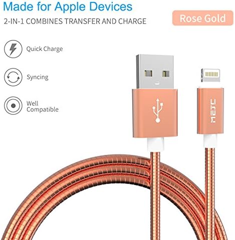-MEJC- USB Charging Iron Wire Cable for Apple New Version New Tech Faster charge (RoseGold-Apple V.2)