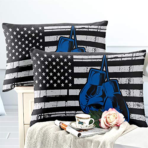 American Flag Duvet Cover Queen Size,Independence Day Home Decor,Quilt Cover Queen Blue Boxing Gloves Bedding Set 3 Pcs - Thumbnail 4