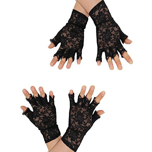 Teemico 2 Pairs Women Wrist Length Lace Half Finger Gloves Sexy Lace Gloves Gothic Punk Gloves Vintage Floral Lace UV Protection Gloves for Wedding Party Halloween Accessory (black) Teemico 2 Pairs Women Wrist Length Lace Half Finger Gloves Sexy Lace Gloves Gothic Punk Gloves Vintage Floral Lace UV Protection Gloves for Wedding Party Halloween Accessory (black)