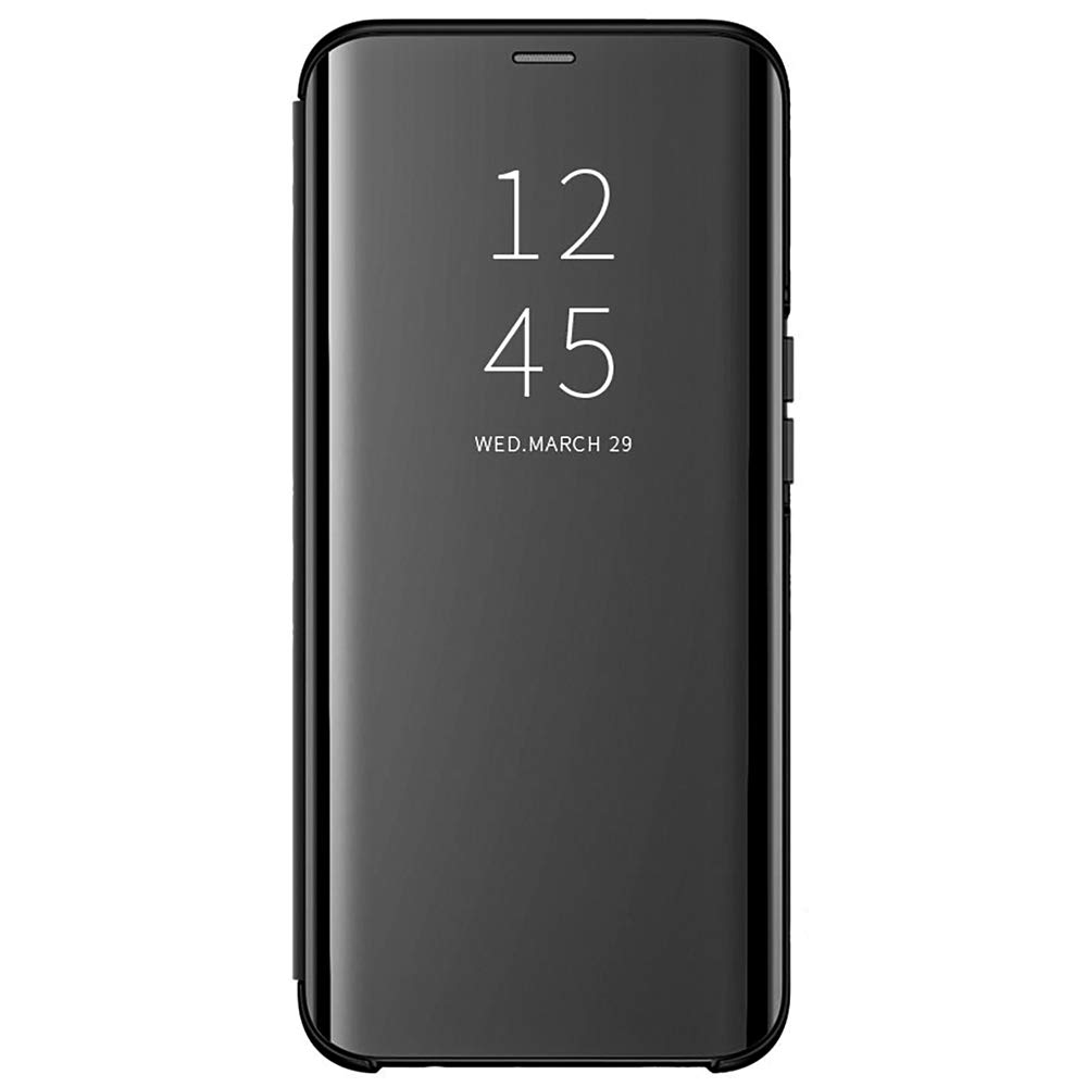 Alamo Mirror Folio Case for Samsung Galaxy S21 Ultra, Premium Smart View Cover with Clear Time Window - Black