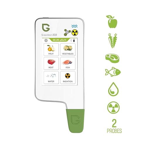 Greentest ECO 6 Nitrato Tester, Pantalla de lectura instantánea Medidor de agua táctil TDS PPM Analizador y detector de radiación Geiger Counter Combo para alimentos, carne, frutas, verduras, pescado: Amazon.es: Industria, empresas