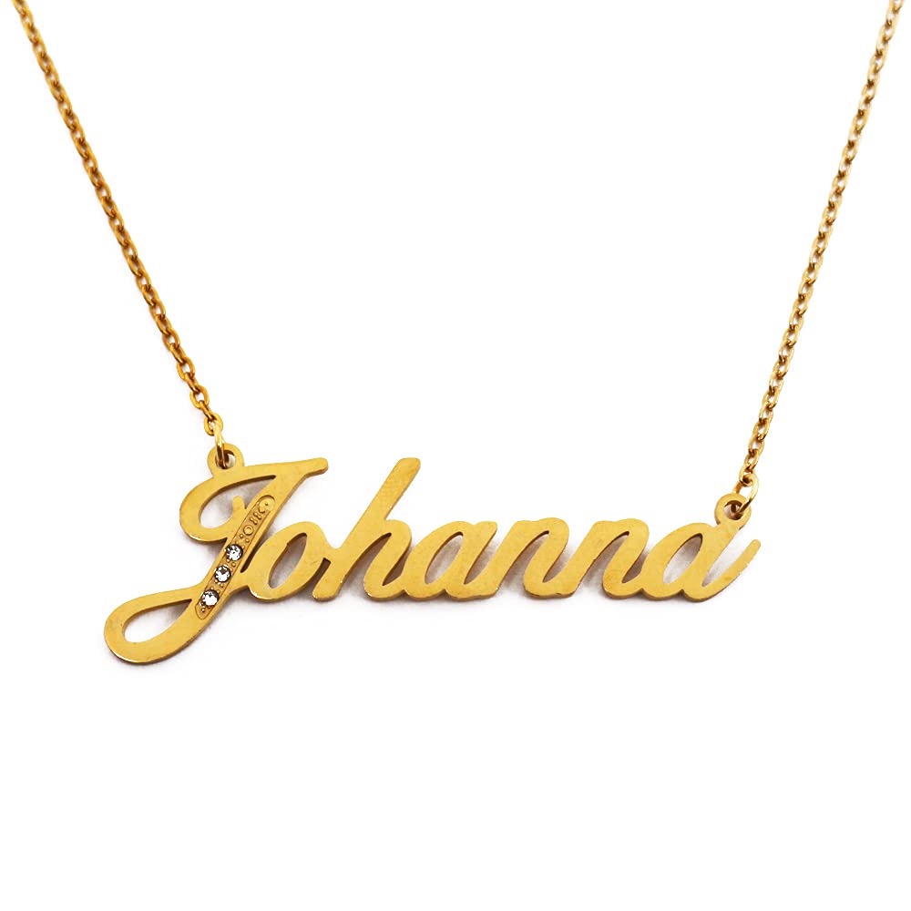 Kigu Name Necklace Johanna - Gold Tone - Custom Name Necklace - Personalised Jewellery for Ladies- Customised Jewellery for Girls- Custom Pendant Johanna