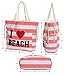 Beach Bags - Extra Large Waterproof Canvas Striped Beach Bag Tote For Women