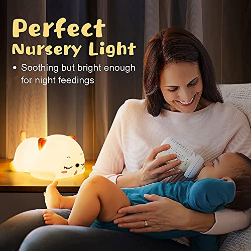 Cute Cat Night Light for Kids,Kawaii Kitty Silicone LED Night Light,USB Rechargeable Portable Night Light 7-Color Changing,Nightlight with Touch Control,Light Up Kids Bedroom for Girls,Cat lover Gifts